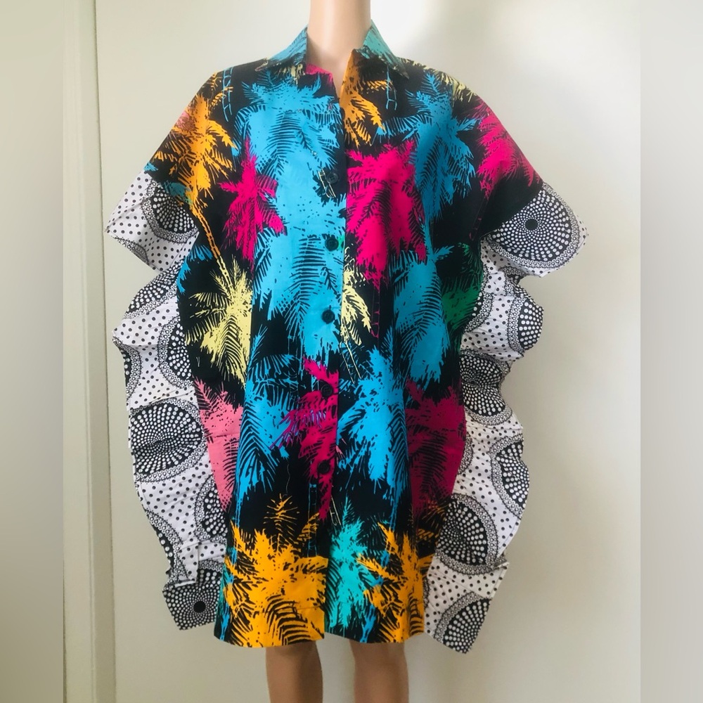 Vibrant Multicolor Button-Up African Kaftan dress